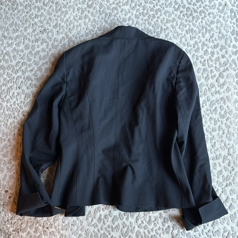Lafayette 148 New York Black Wool Two-Button Blazer Jacket, size 10
